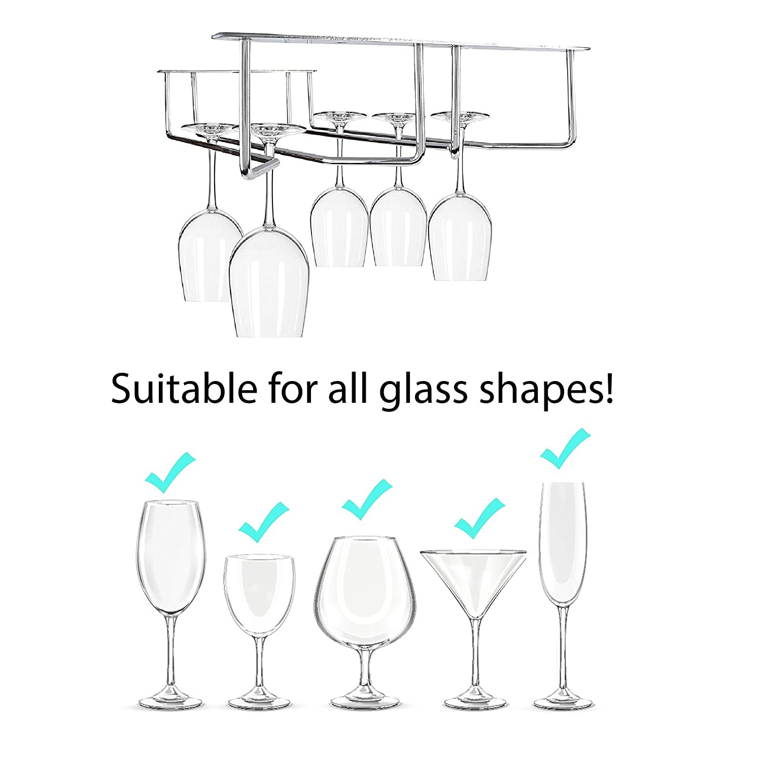 5266 Wine Glass Holder Hanging Drinking Glasses Stemware Rack Under Cabinet Storage Organizer Double Row For Baar & cafes Use DeoDap 5266 Wine Glass Holder Hanging Drinking Glasses Stemware Rack Under Cabinet Storage Organizer Double Row For Baar & cafes Use DeoDap
